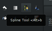 Screenshot of the Synfig Studio interface, showing the cursor rolled over the Spline tool.