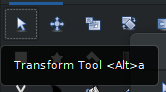 Screenshot of the Synfig Studio interface, showing the transform tool selected.