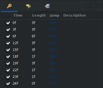 A screenshot of the Synfig Studio interface, showing the keyframe section with multiple keyframes.