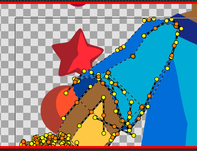 A screenshot of the Synfig Studio interface, showing the objects on the canvas rotated from their original position.